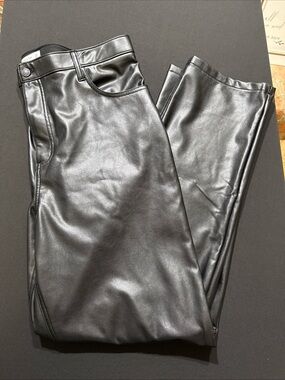 Abercrombie & Fitch Black Faux Leather Straight Leg Pants